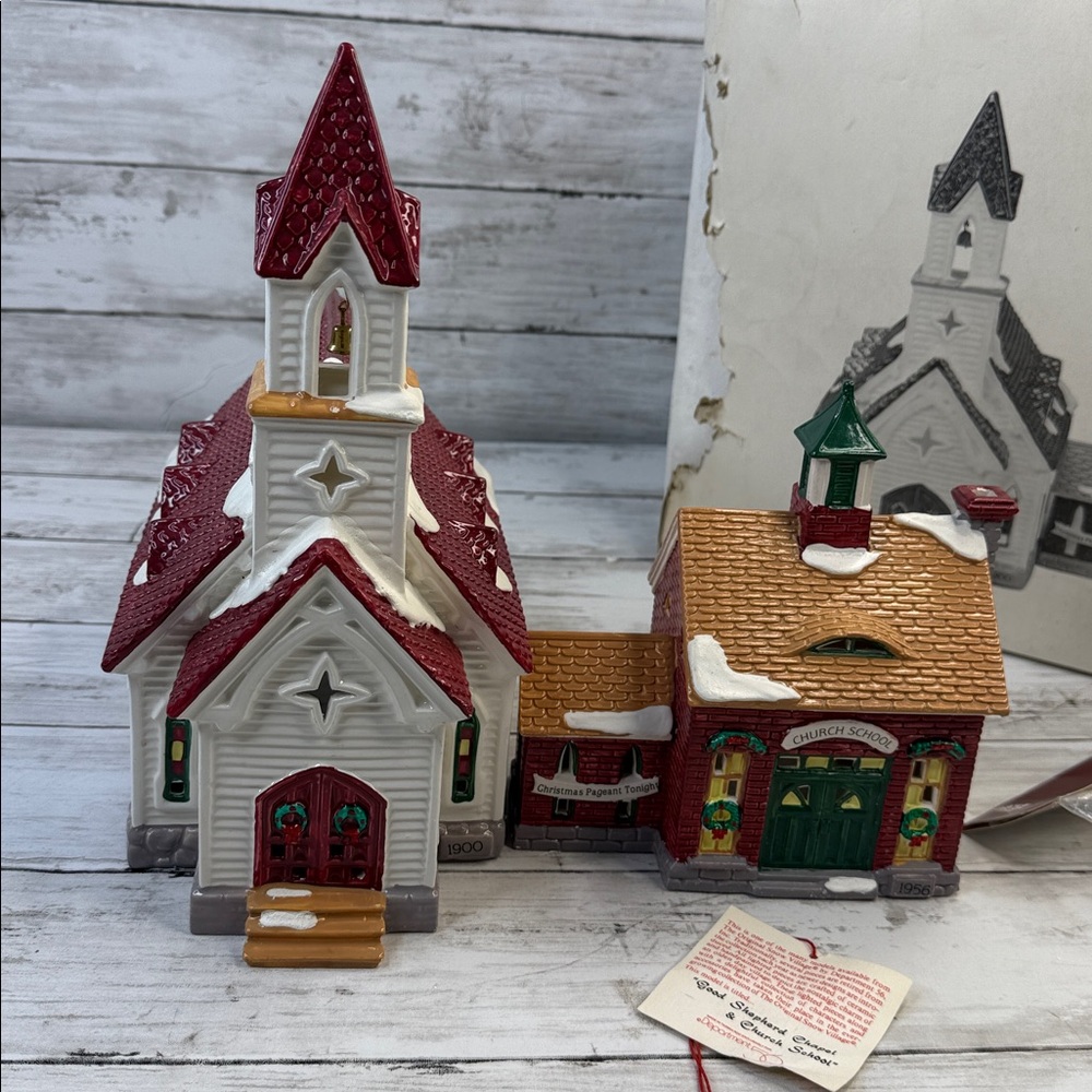 Dept 56 “Good Shepherd Chapel and Church School” Snow Christmas Village w lights